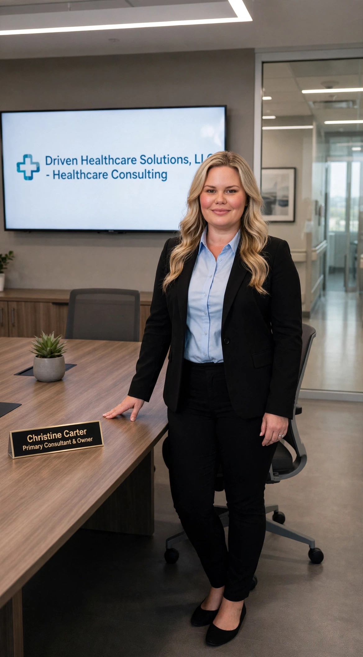 Christine Carter welcoming clients to Driven Healthcare Solutions